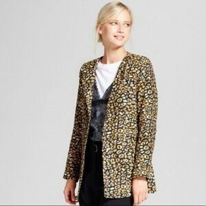 Who What Wear Leopard Print Blazer Jacket Sz M EUC
